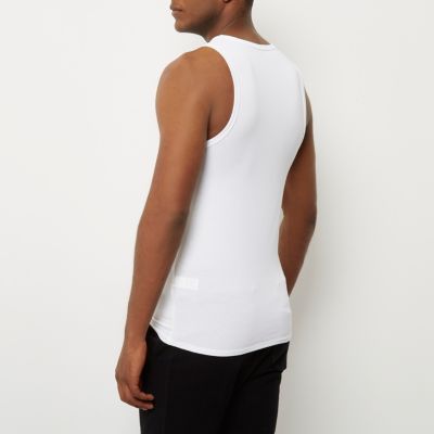 White muscle fit vest